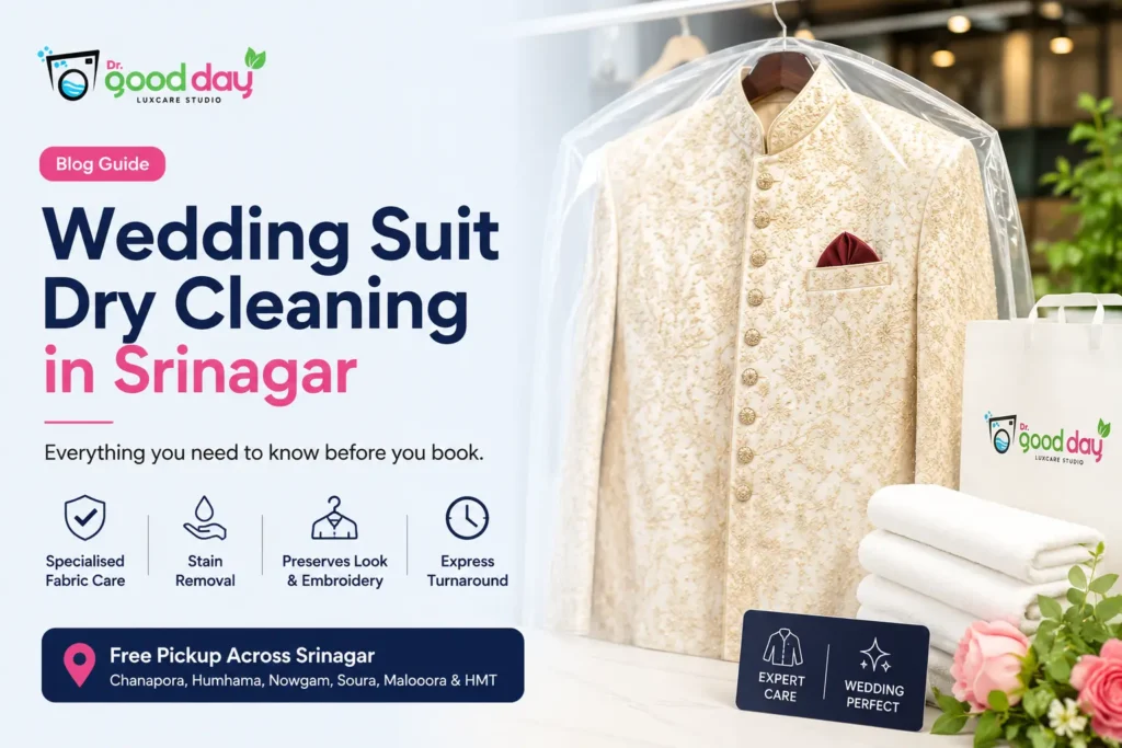 Wedding suit dry cleaning service in Srinagar by Dr. Good Day