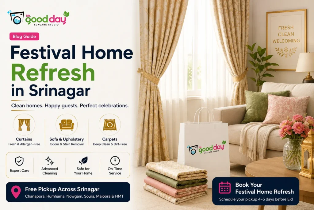 Curtain and sofa cleaning service before Eid in Srinagar