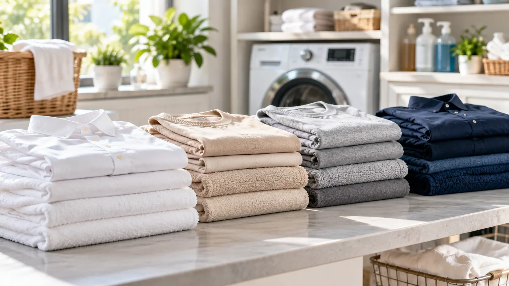 Organised laundry day in soft light